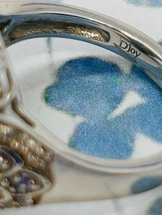 Sterling Opal Floral Halo Ring with Blue Accents - Picture 5 of 6